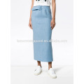 Hot Sale Long Belted Blue Wool Autumn Skirt Manufacture Wholesale Fashion Women Apparel (TA0027S)